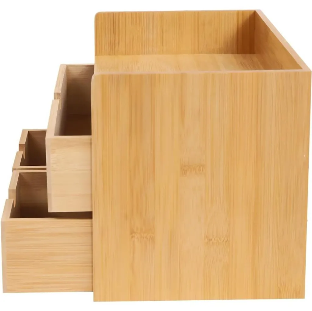 Structure en bambou marron à 3 étages pour rangement de table durable
