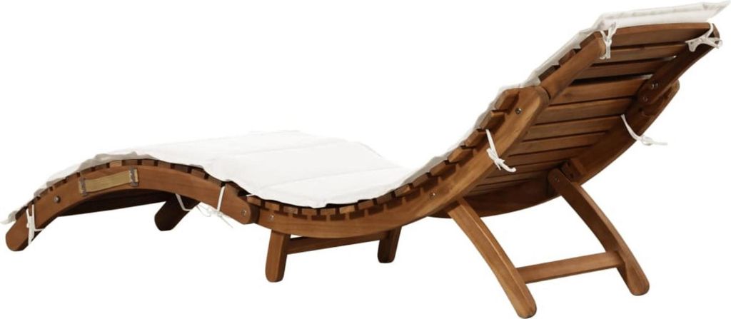 Lettino con cuscino in legno massiccio di acacia crema Immagine del prodotto 