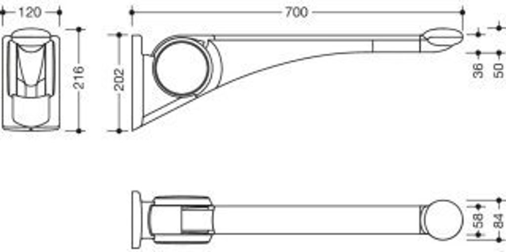 HEWI 802.50.41260 GU Stützklappgriff Premium,700 mm