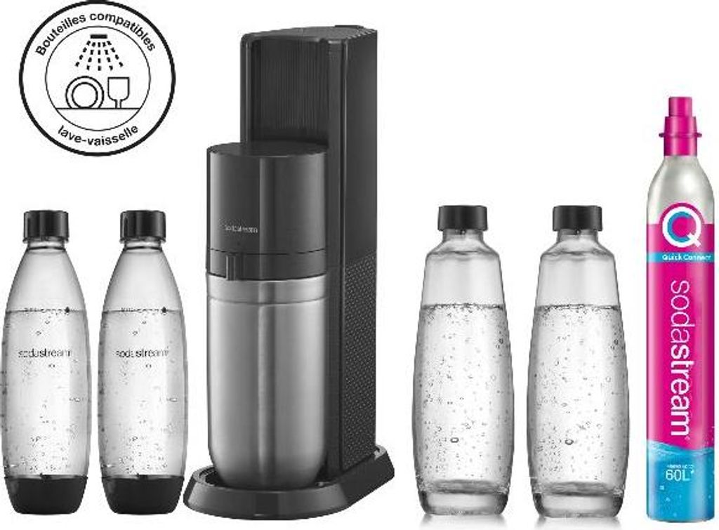 SodaStream Duo Titan Wassersprudler 2 Glasflasche + 2 PET Flasche + CO2-Zylinder