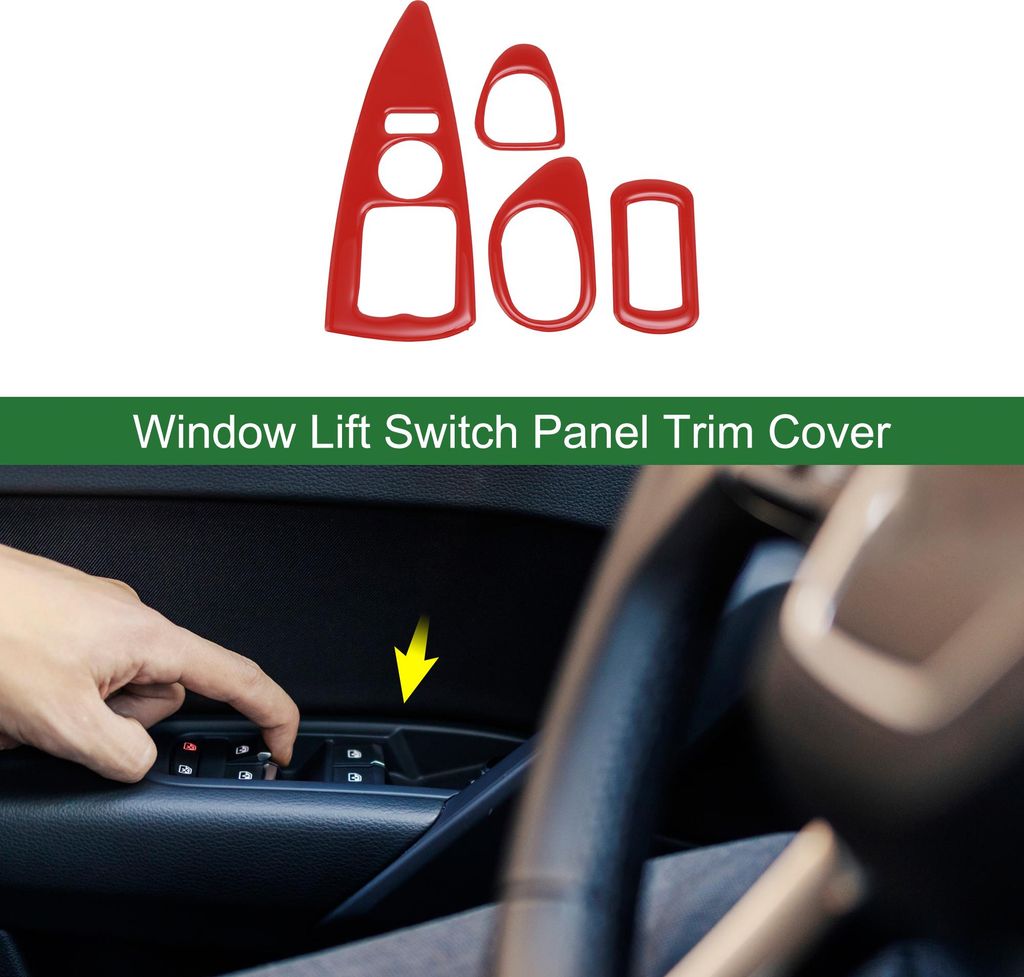Fensterheber-Schalterpanel-Abdeckung für Corvette C6 2005-2013 Vorne Links Rechts Autotürfenster-Schaltknopf-Aufkleber Rot