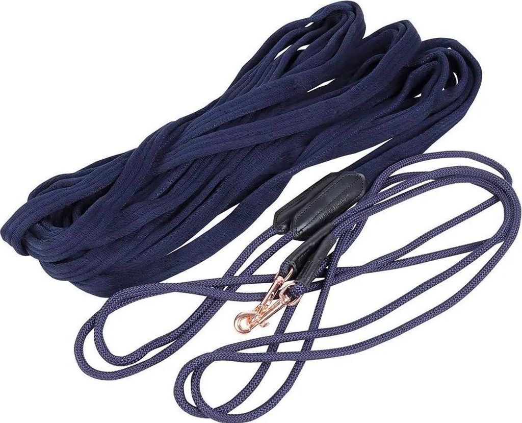 Harry ́s Horse Rosegold Double Lunging Zügel Blau Blau One Size