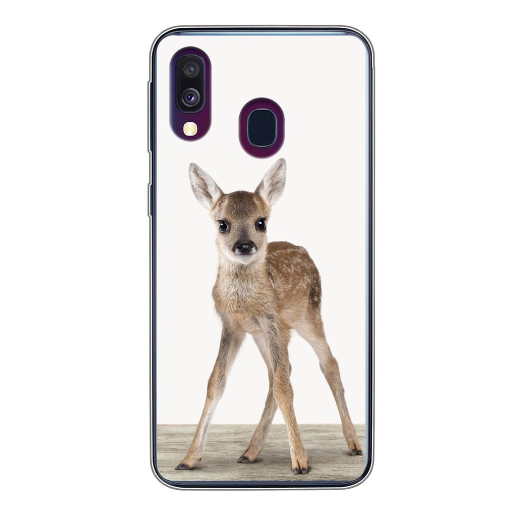 MuchoWow Handyhülle Schutzhülle Hülle für Samsung Galaxy A40 Hirsche - Baby-Hirsche - Tiere - Mädchen - Jungen - Kinder Silikon Softcase Han...