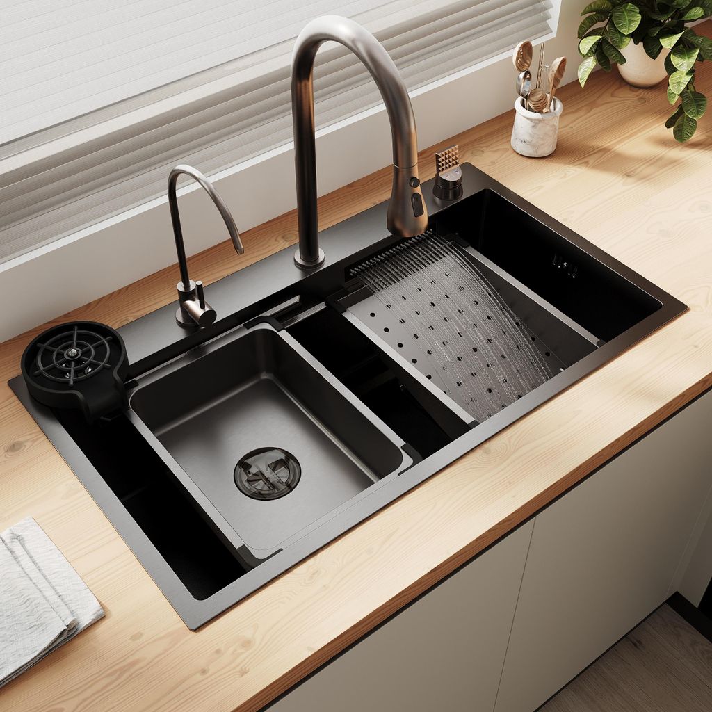 SONNI Breite Seite quadratisches Spülbecken 80 x 45 x 25,8 Produktbild 