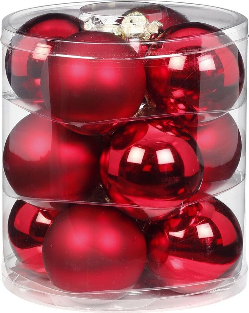 Weihnachtskugeln Glas 8cm, 12 Stück, Farbe:bordeaux - Produktbild 