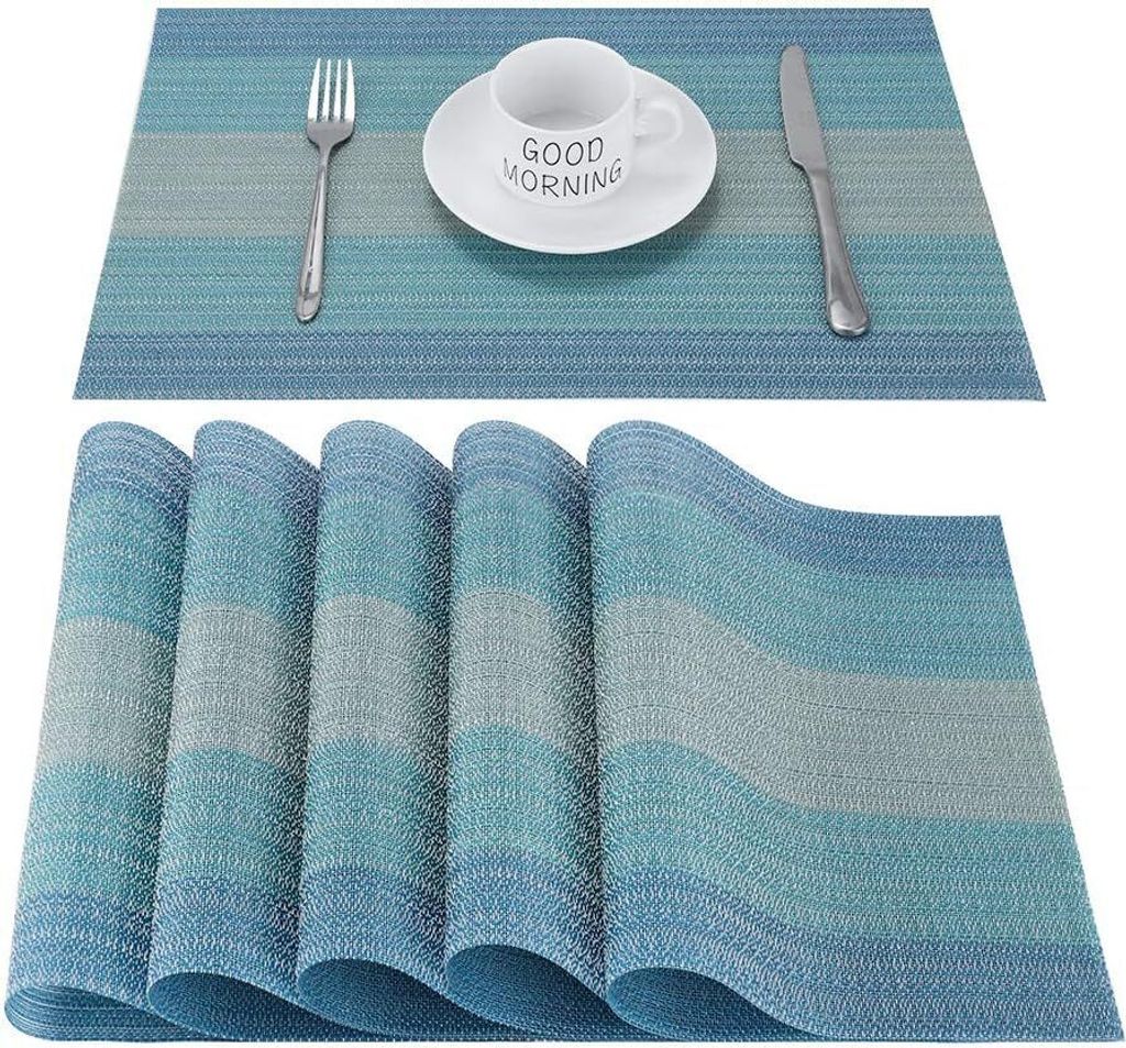 Platzsets Abwischbar Tischsets 6er Set Platzset Blau PVC Produktbild 