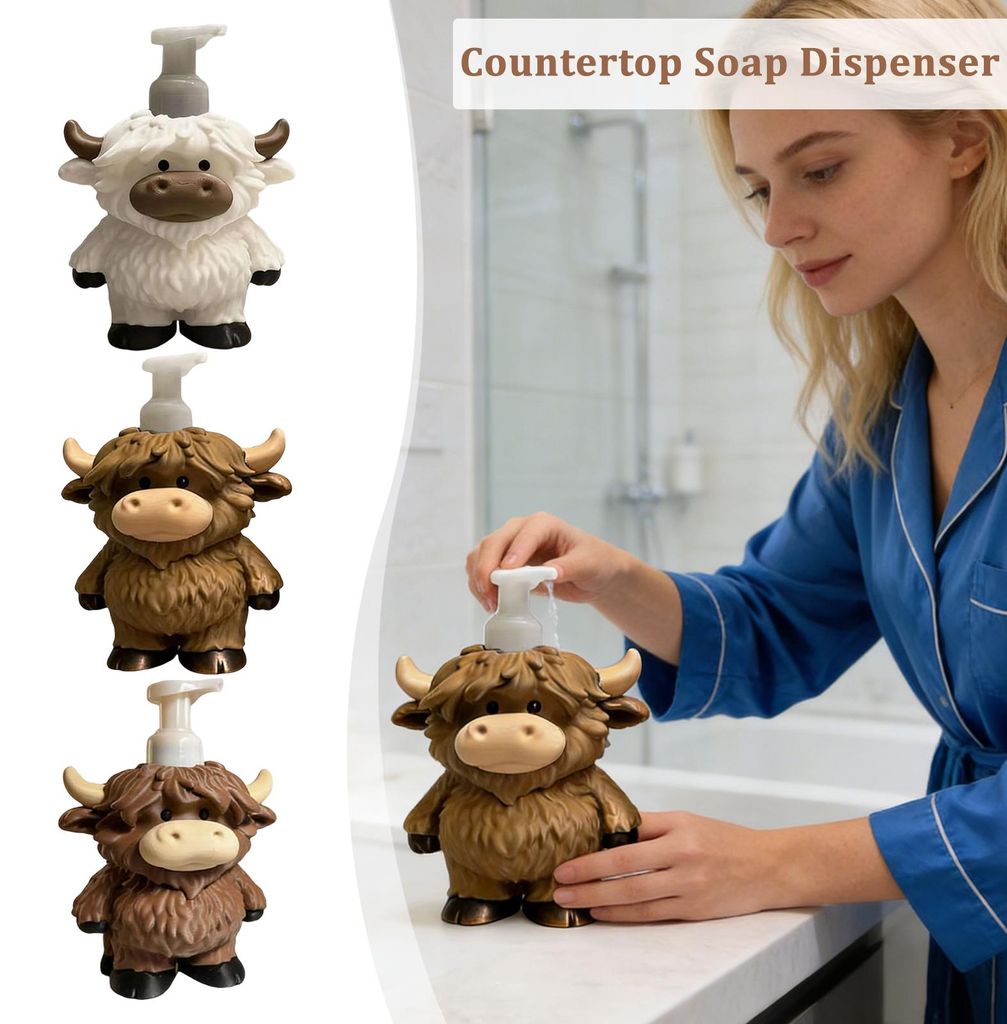 Highland Cow Flüssigseifenspender Shampoo Duschgel Handseife Gesichtsreiniger Behälter Badezimmer Nachfüllbare leere Druckpumpe