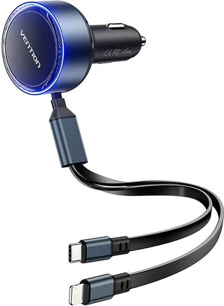 Vention FFOB0 Caricabatterie Auto 30W USB-C e Lightning Integrato - 3