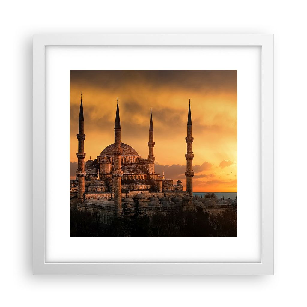 Gerahmtes Poster - Weißer Rahmen - Sonnenuntergang istanbul türkei reise - 30x30 cm - Wand Bild - Wanddeko - Wandbilder - Wandposter - Bilderrahm...