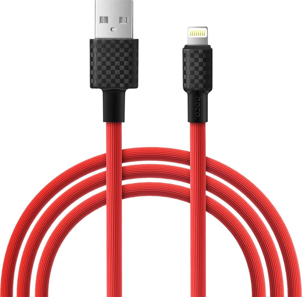 Hoco X29 USB Kabel 1m Lightning Ladekabel Datenkabel Carbon Faser Textur Fast Charge Handykabel in rot