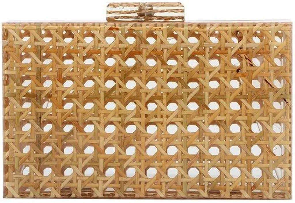 Pochette de soirée pour mariage rouge motif rotin et chaîne
