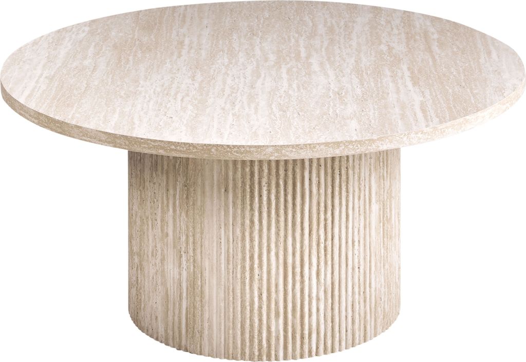 BELIANI Couchtisch Beige MDF Platte Travertinoptik ø 80 cm Produktbild 