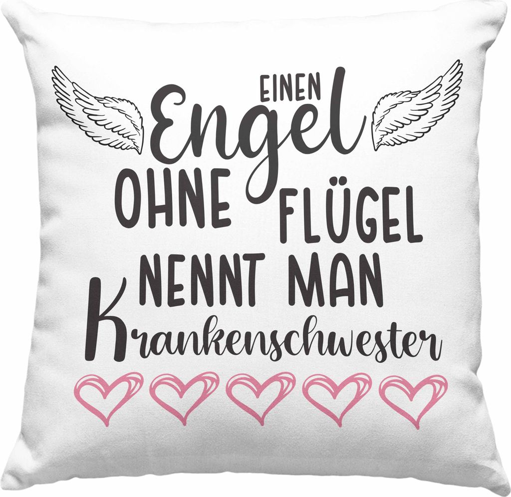 Trendation - Krankenschwester Geschenke Deko-Kissen mit Füllung 40x40 Lustig Spruch Geschenk Dankeschön Krankenschwestern (Rosa)