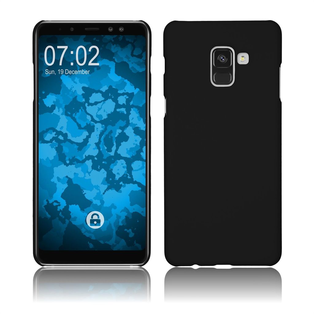 PhoneNatic Case kompatibel mit Samsung Galaxy A8 Plus (2018) - Hülle schwarz gummiert Hard-case Cover