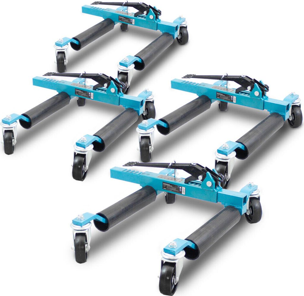 4x Bituxx Rangierhilfe inkl. mechanischem Wagenheber Blau bis 560Kg MS-19213