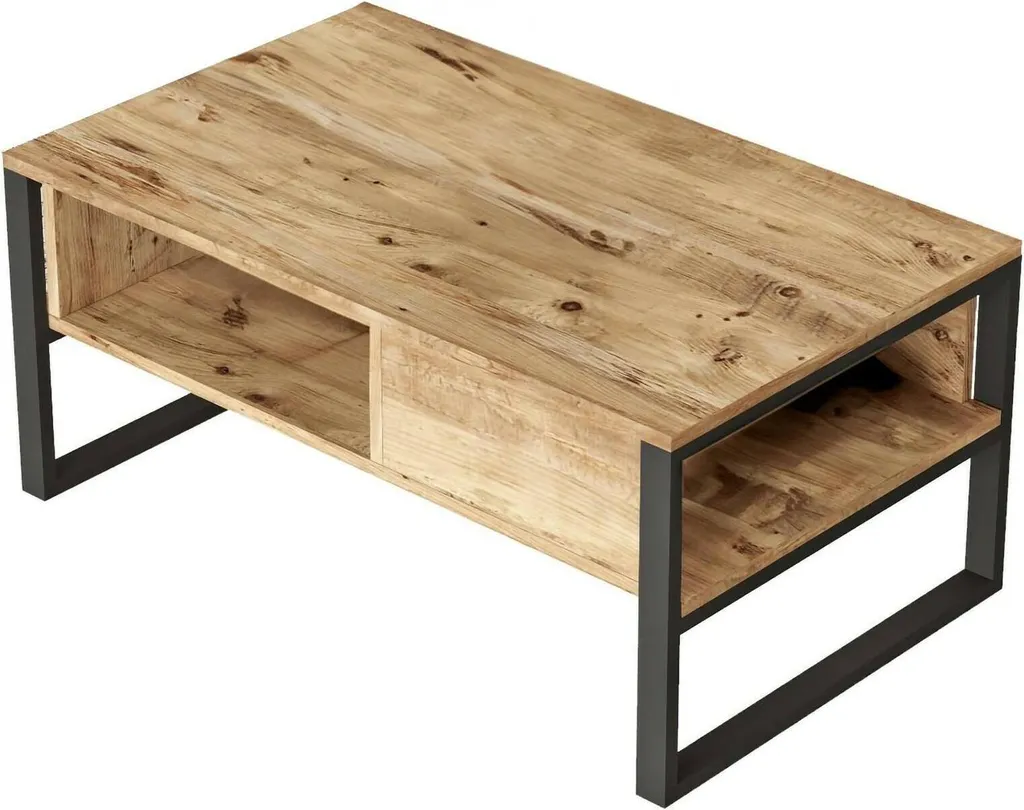 Table Basse avec Porte-revues Alfonsa 100x60 cm Finition Chêne Marron