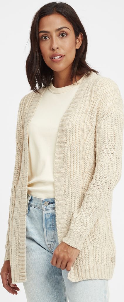 OXMO OXClea Damen Lange Strickjacke Lochstrick Cardigan Strickcardigan