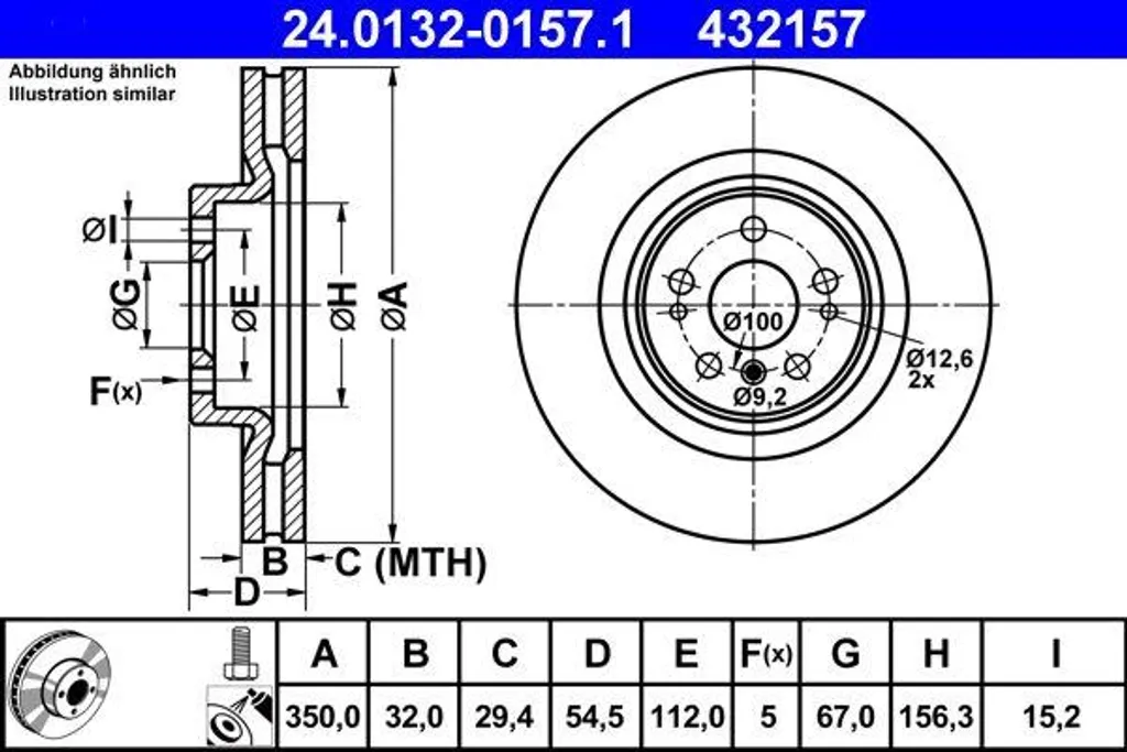 Disque de frein ventilé ATE pour Mercedes Classe M et GL série W164