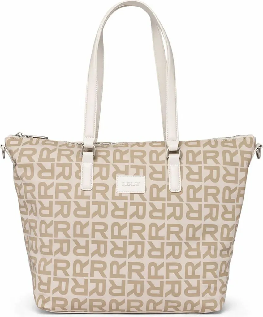 Sac de Cours et Travail Replay Shopper Blanc Beige avec Grand Volume A4