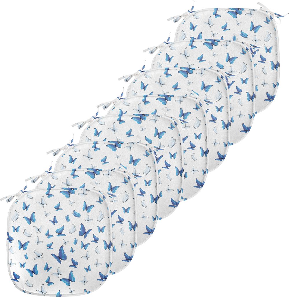 ABAKUHAUS Schmetterlinge Polster für Esszimmerstühle, Regenwald Wildnis, Dekoratives wasserfestes Kissen mit Riemen für Küchensitze, 40 cm x 40...