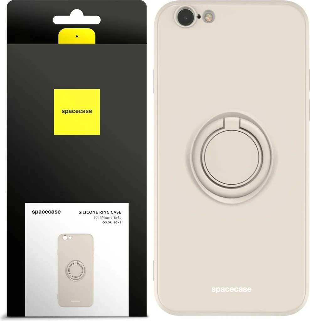 Custodia SPACECASE iPhone 6s Silicone Beige con Ring Holder Magnetico