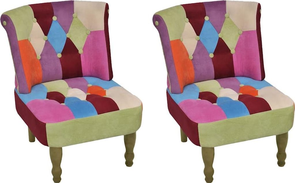 vidaXL Französische Stühle 2 Stk. Patchwork-Design Stoff