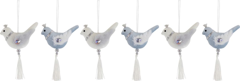 Hoff Interieur 2964 Zierhänger Zaunkönig Vogel 6er-Set (3xBlau, 3xWeiß) Styropor beflockt
