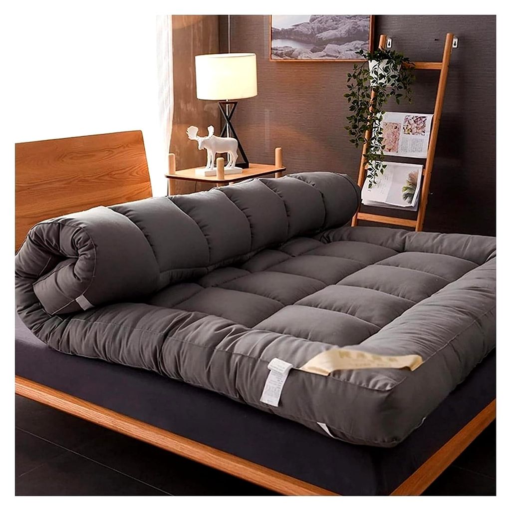 Japanische Futon-Matratze, 10,2 cm, faltbares Bodenbett für Queen-Size-Bett, Doppelbett, tragbar und ergonomische Unterstützung für Schlafsaal, ...