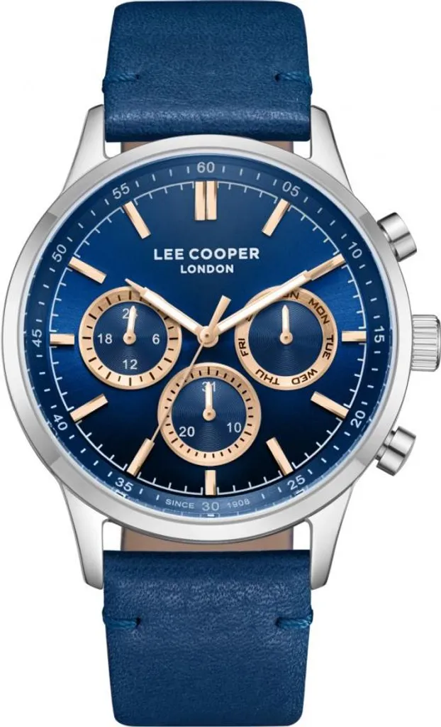 Montre Quartz Lee Cooper LC08001.599 avec Cadran Bleu Marine et Acier