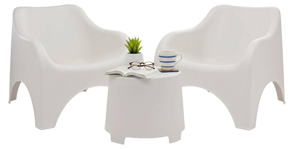 Dmora Gartenlounge-Set Cormons Weiß, 2-Sitzer und Tisch Produktbild 