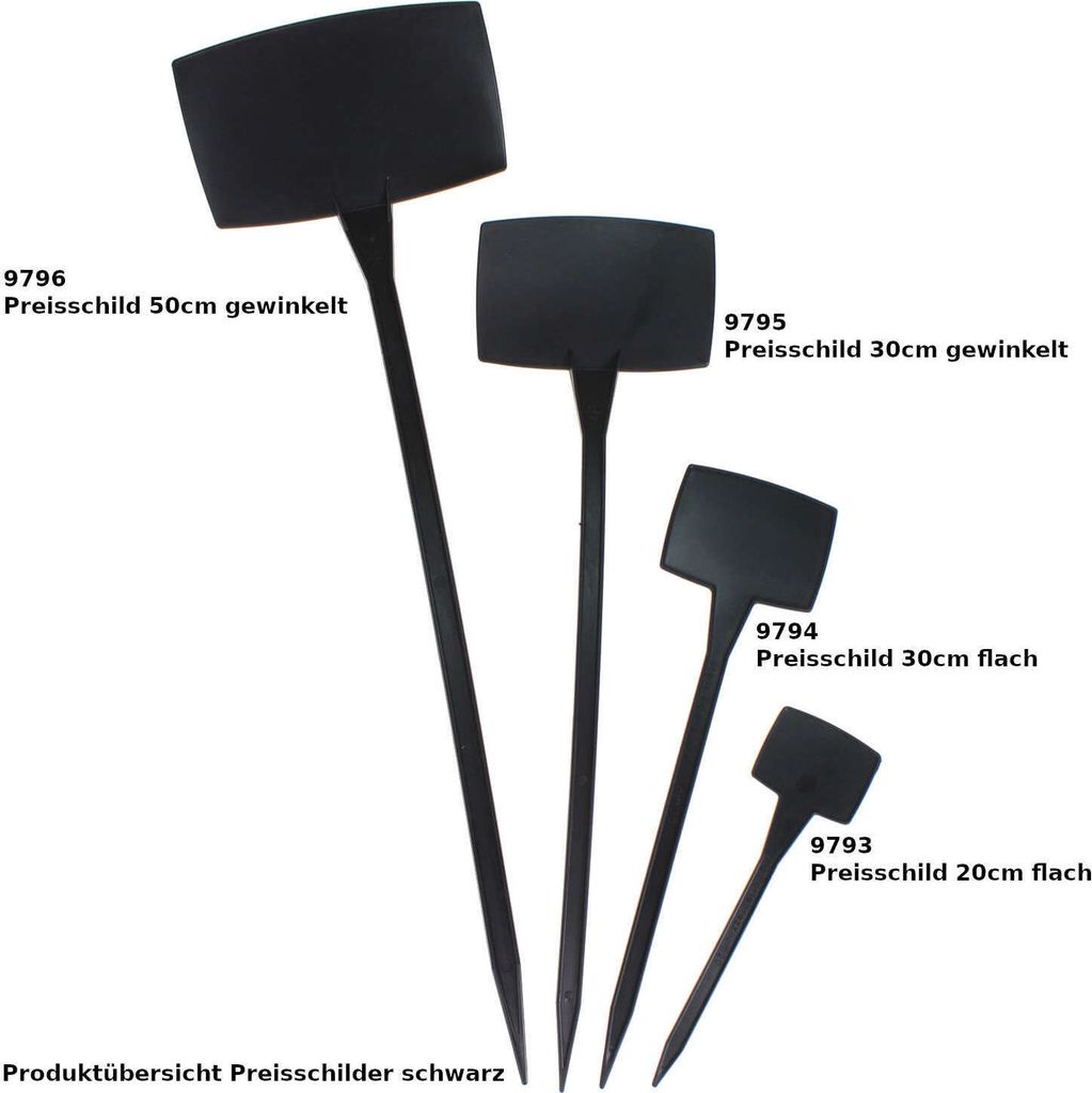 18 Pflanzenschilder 30cm Stecker Preisschildhalter Etikettenhalter Kunststoff schwarz