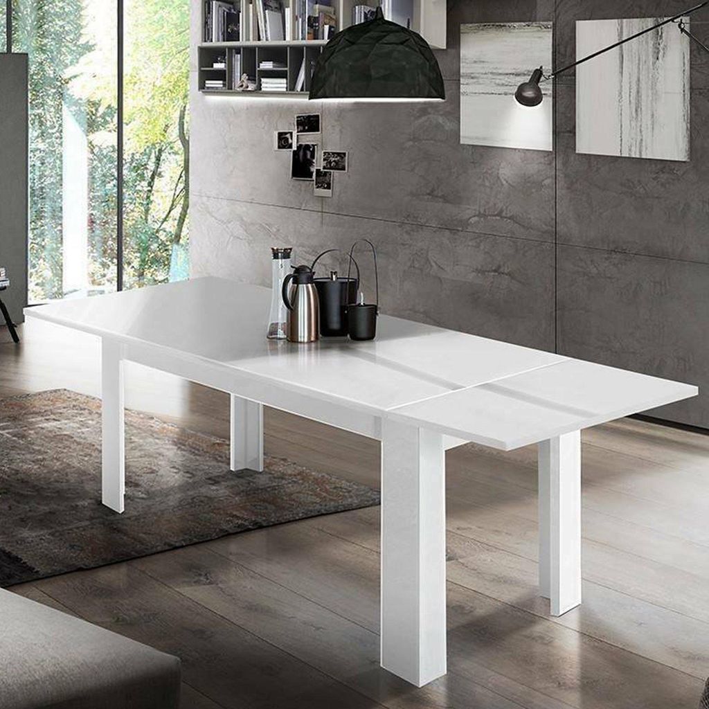 Weißer Hochglanz-Esstisch ausziehbar 140-190x90cm für Produktbild 