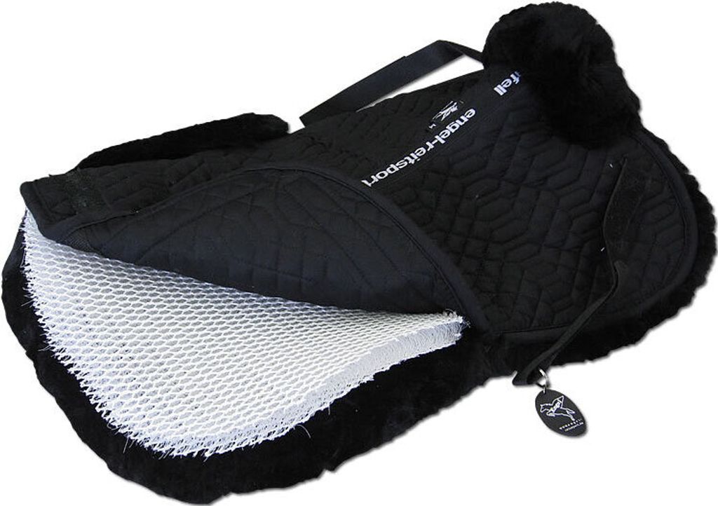 Engel Reitsport Lammfell Korrektur Keil Sattelkissen (Sakis2K) Schwarz/Schwarz M (16 - 17,5") 56cm