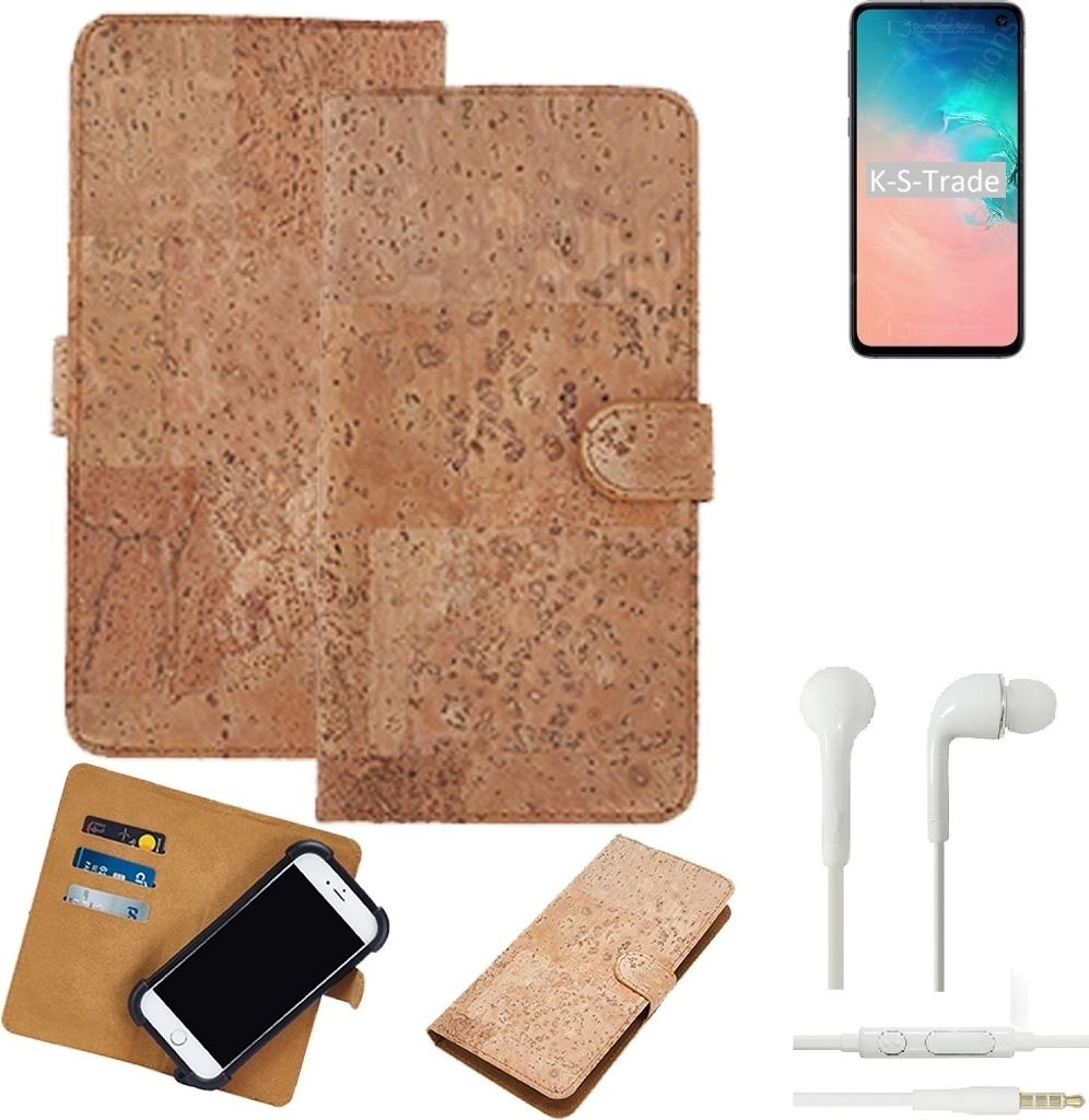 K-S-Trade Hülle kompatibel mit Samsung Galaxy S10e Exynos + in ear Kopfhörer Kork Handyhülle Cover Schutzhülle TPU Case Bumper in Hellbraun, (1x)