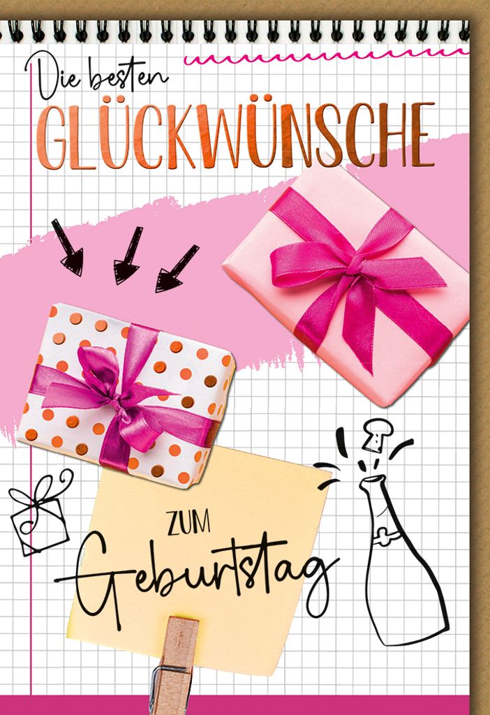Geburtstag - Karte mit Umschlag - Geschenke mit Notizen