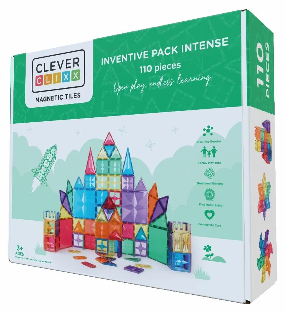 Jeu magnétique Cleverclixx 110 pièces aux couleurs intenses et vives