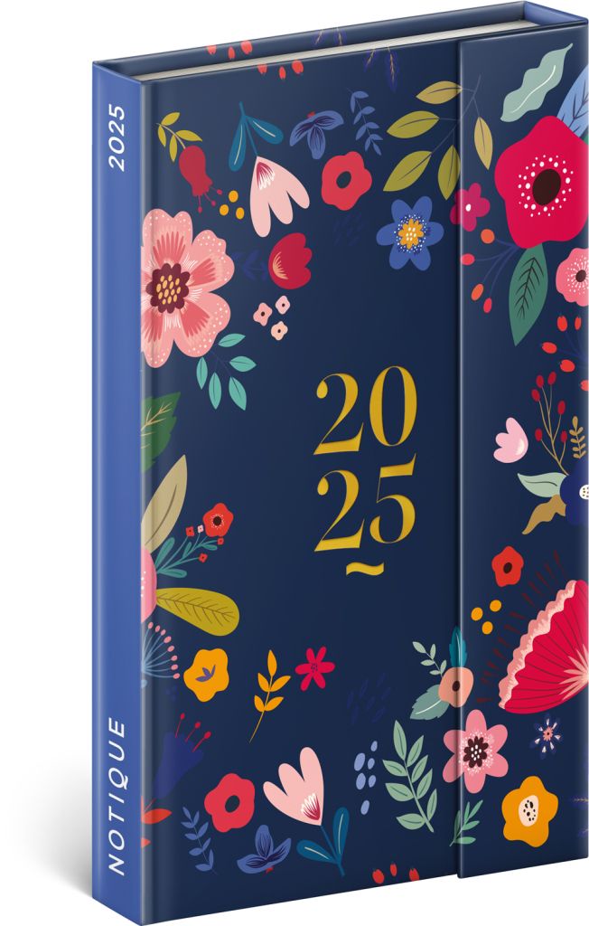 Týždenný magnetický diár Blue Flowers 2025 Obrázok produktu 