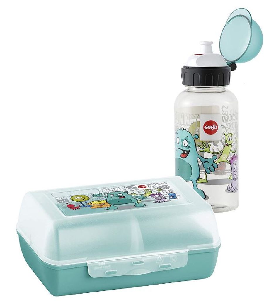 Emsa 518138 Tritan-Trinkflasche mit Brotdose Monster Produktbild 