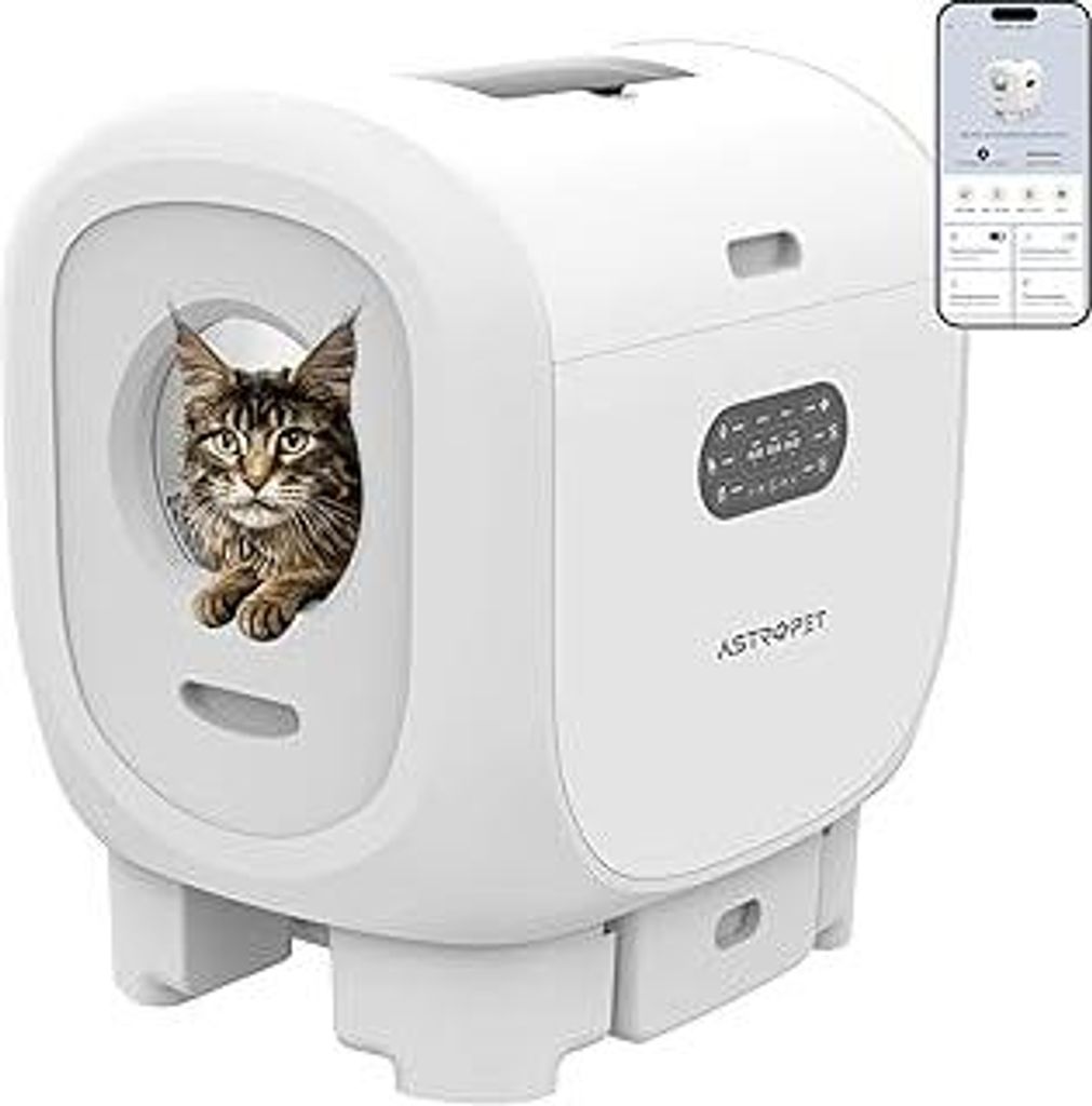 AstroPet 101L Katzenklo Selbstreinigend mit APP Steuerung,XXL Große Selbstreinigende Katzentoilette für Mehrere Katzen,Zwei Eingängen,UV-Sterili...