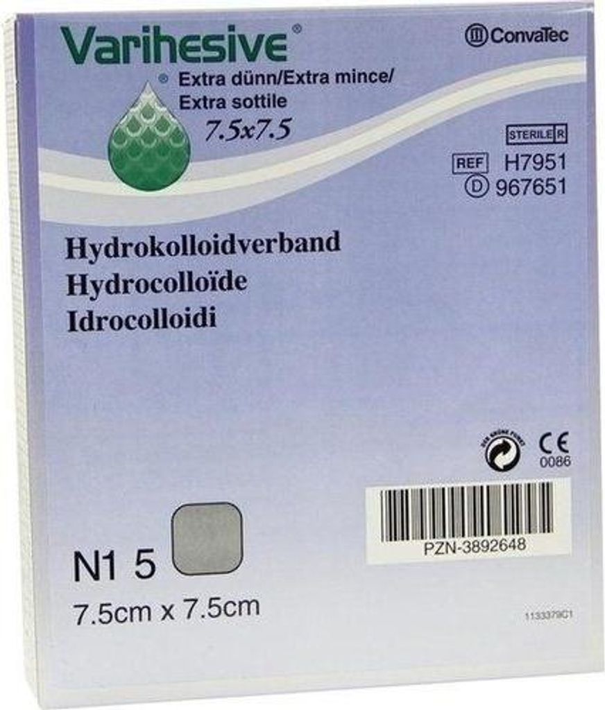 VARIHESIVE extra dünn 7,5x7,5 cm HKV hydroaktiv Produktbild 