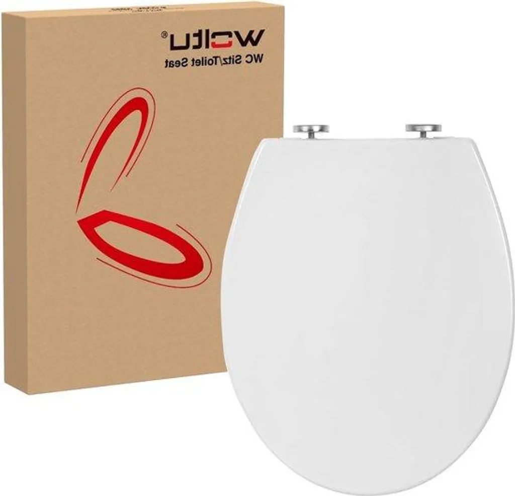 Lunette de WC antibactérienne blanche, fermeture douce et pose rapide
