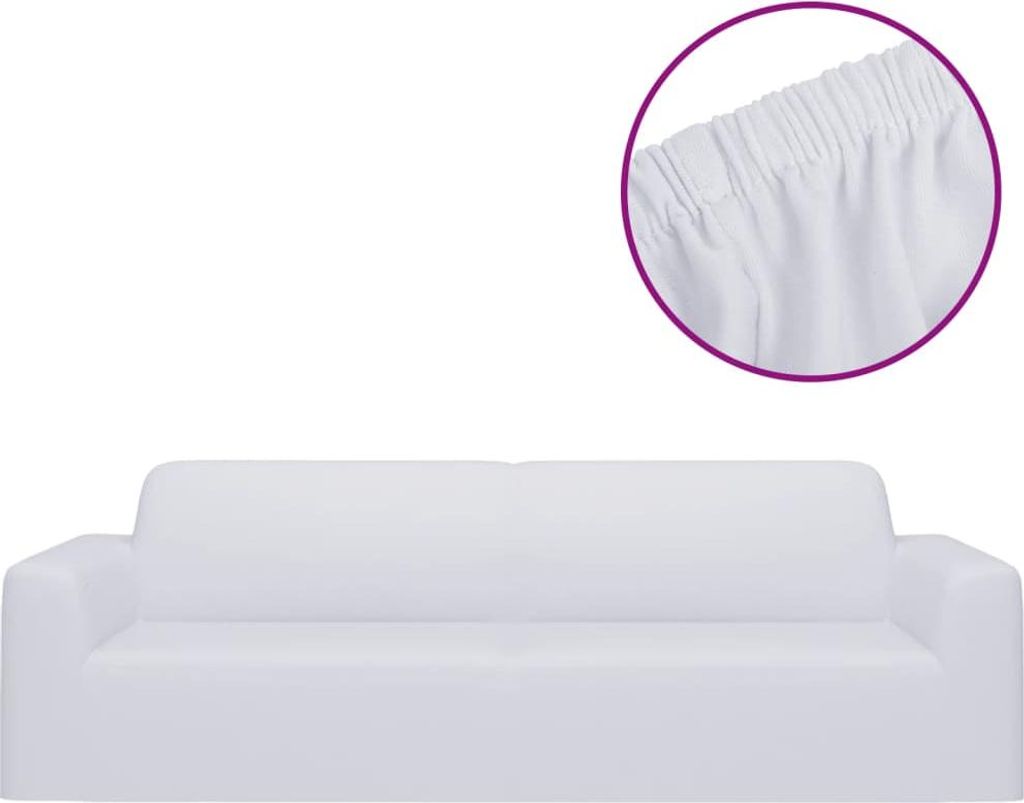 vidaXL Strečový poťah na 3-miestnu pohovku White Polyester Obrázok produktu 