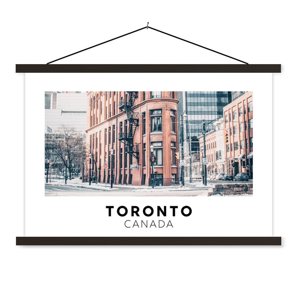 MuchoWow Textilposter Toronto - Winter - Straße 150x100 cm mit schwarzem Rahmen - Schlafzimmer