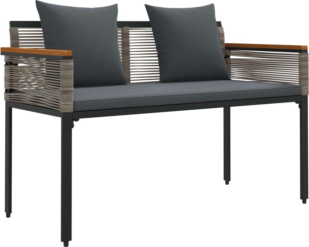 Bank Outdoor Grau und Dunkelgrau 117 x 54 x 74,5 cm Poly-Rattan