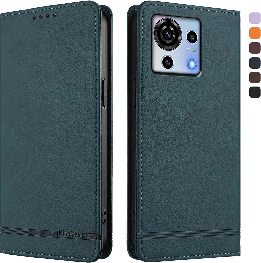 Hülle für ZTE Blade V50 Vita, Retro Kunstleder Ständer Klapphülle mit Kartenfächer und Magnetische Grün