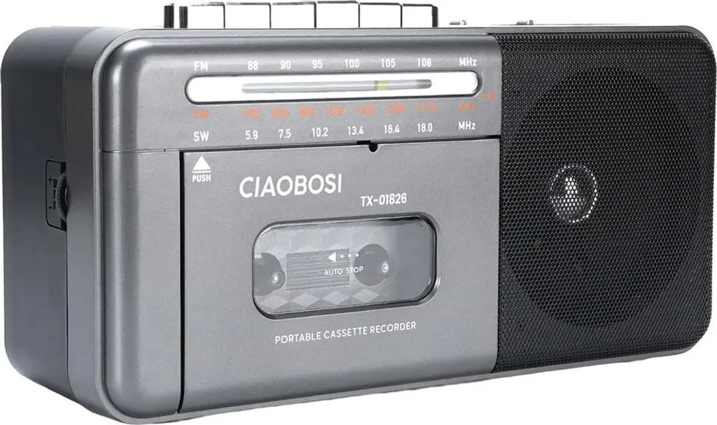 Radio Facile Avizar con Cassette e Bluetooth - Grigio Scuro Elegante - 1