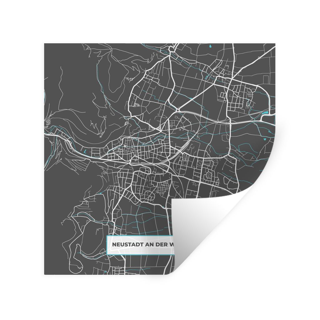 MuchoWow Wandtattoo Wandsticker Wandaufkleber Karte - Stadtplan - Neustadt an der Weinstraße - Deutschland - Blau 100x100 cm Selbstklebend und R...