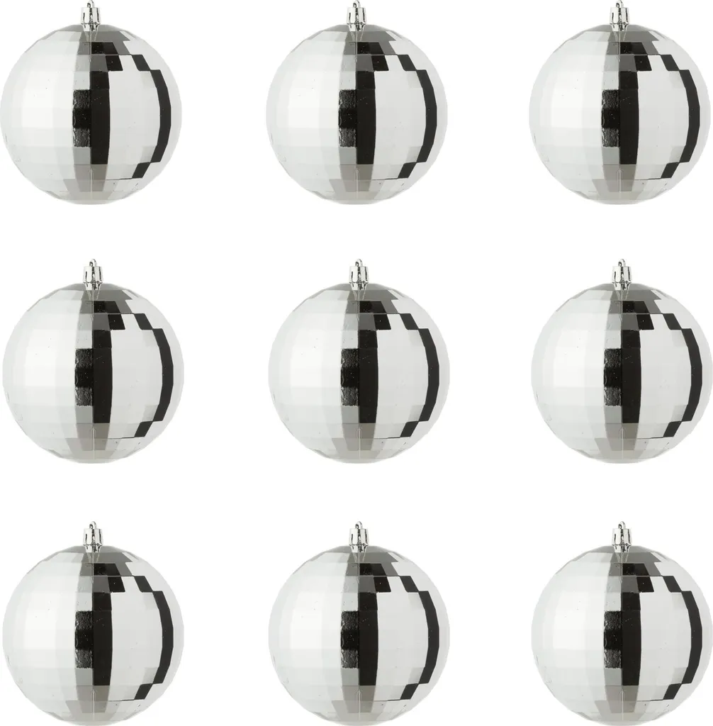 Boules de Noël Disco Argentées J-Line pour Décoration Sapin Festive