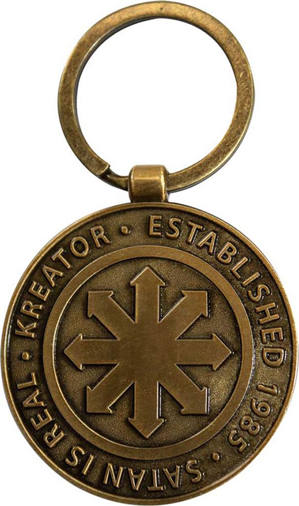 Kreator - "Satan Is Real Emblem" Schlüsselanhänger Rückseitiger Aufdruck RO11260 (Einheitsgröße) (Gold)
