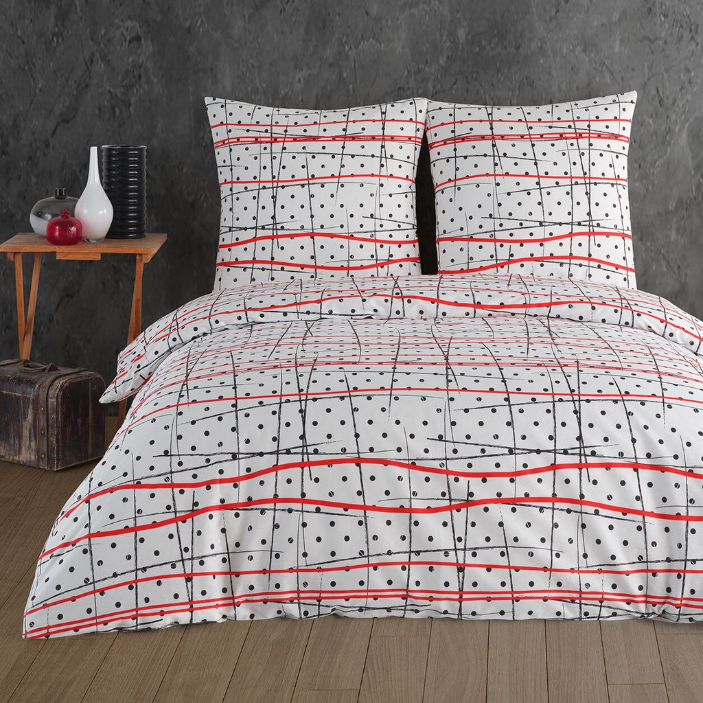 Buymax Renforce Bettwäsche 155x220 cm aus 100% Baumwolle 4 teilig mit Reissverschluss (2x Bettbezug, 2x Kopfkissenbezug 80x80 cm), Deckenbezug Set